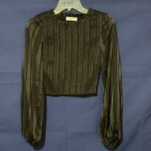 Black Ruched Blouse, Willow Jane Size S